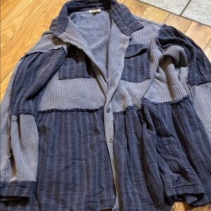 POL Blue and Gray Button Down Shirt